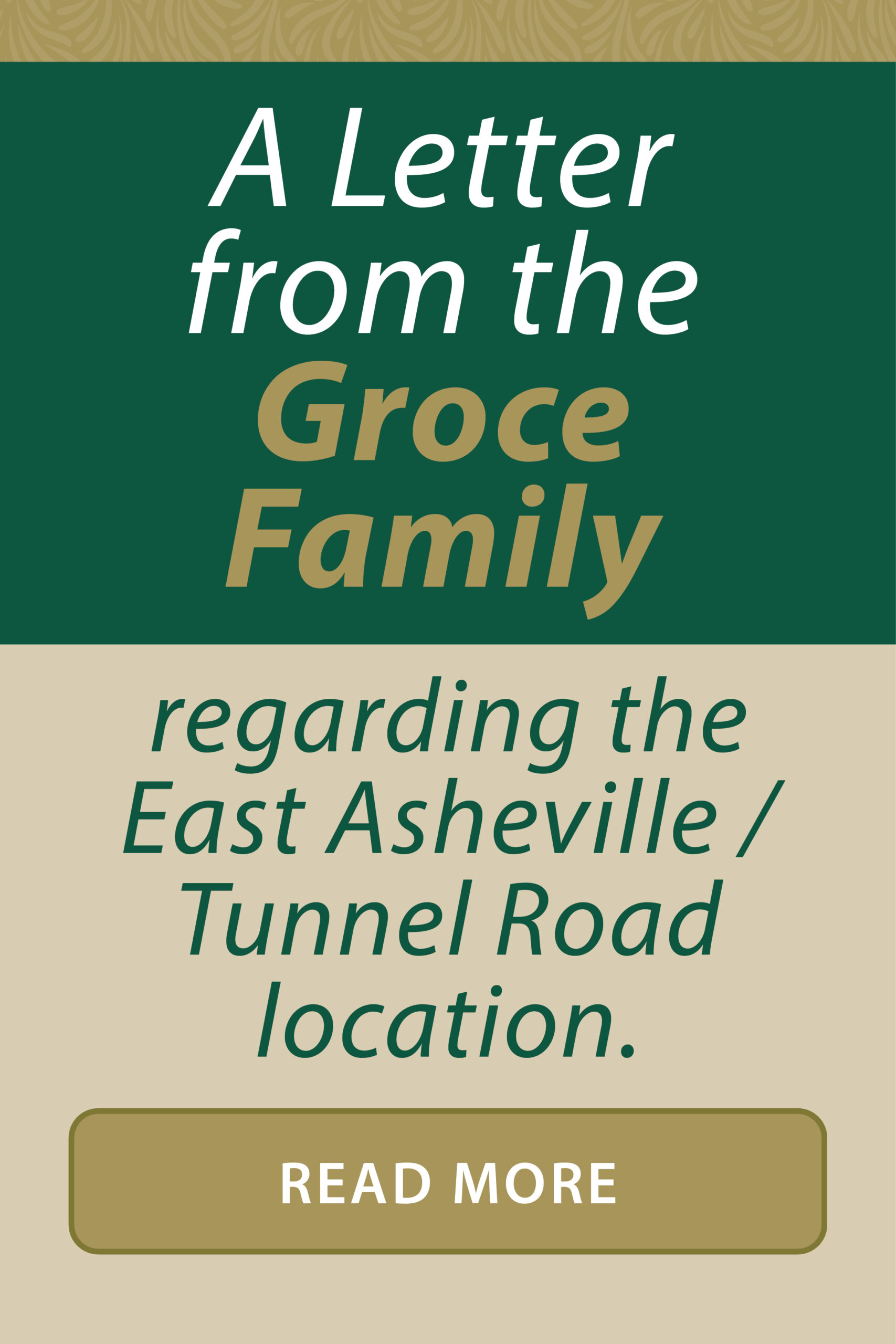 A Message To Our East Asheville Families